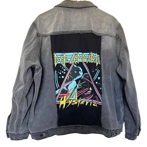 Junk Food Def Leppard 80’s Rock Vintage Oversized Hysteria Jean Jacket Black XL - Picture 4 of 11